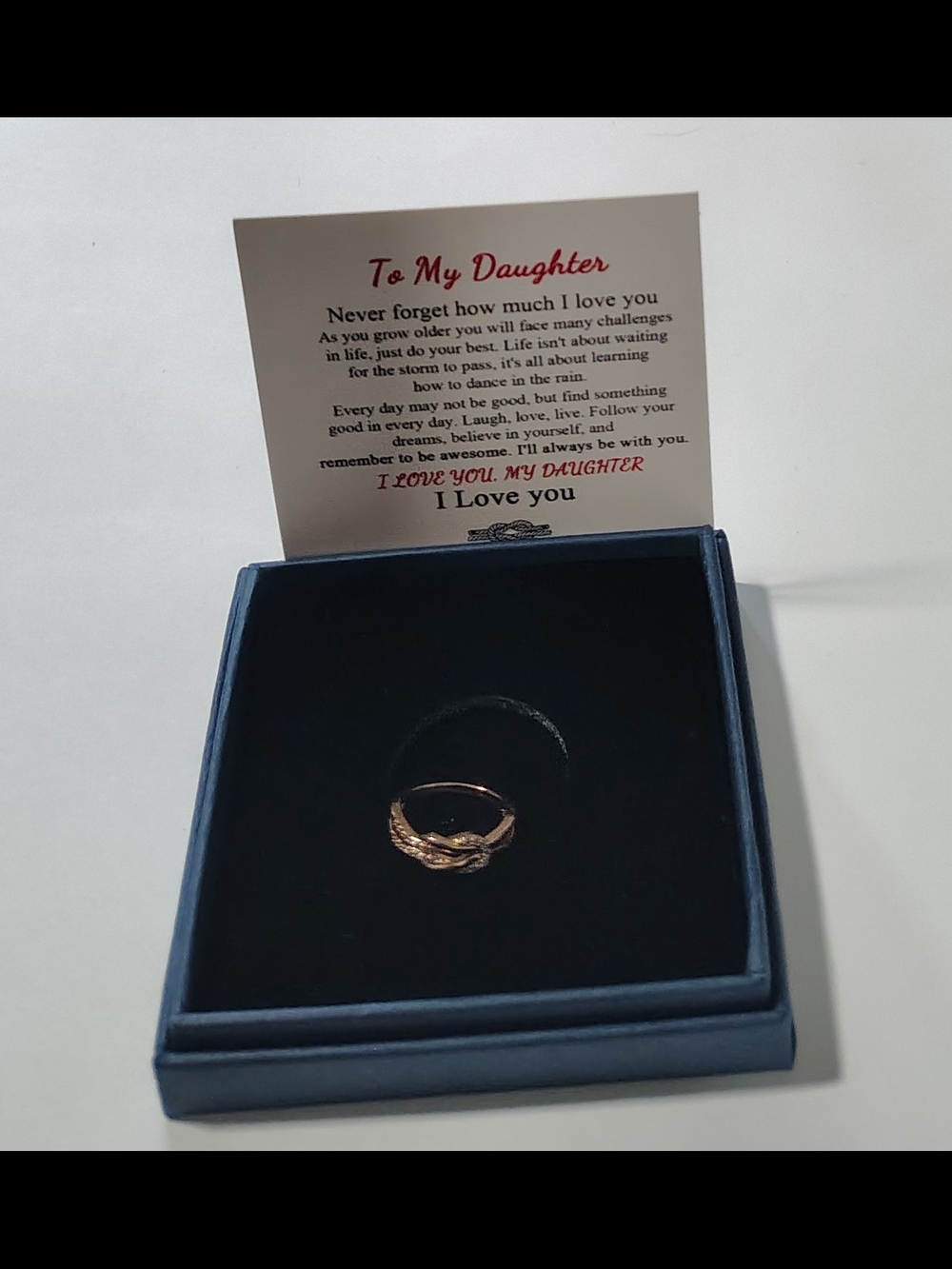 Size 5.5 Rose Gold Plated Love Knot Ring Gift For Daughter